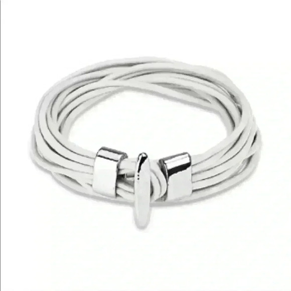 Genuine Leather Multi-String Bracelet in White - Picture 1 of 1